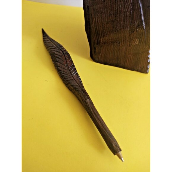 Vintage Large Back Forest Wooden pen holder carving Rams Butting Heads - Picture 7 of 13